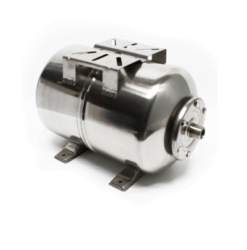 Þensluker, lárétt, 25 lítra, 10 bar, 1" - ryðfrítt