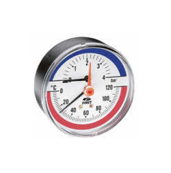 Þrýstimælir / hitamælir, baktengi, 0-6 bar / 120°C